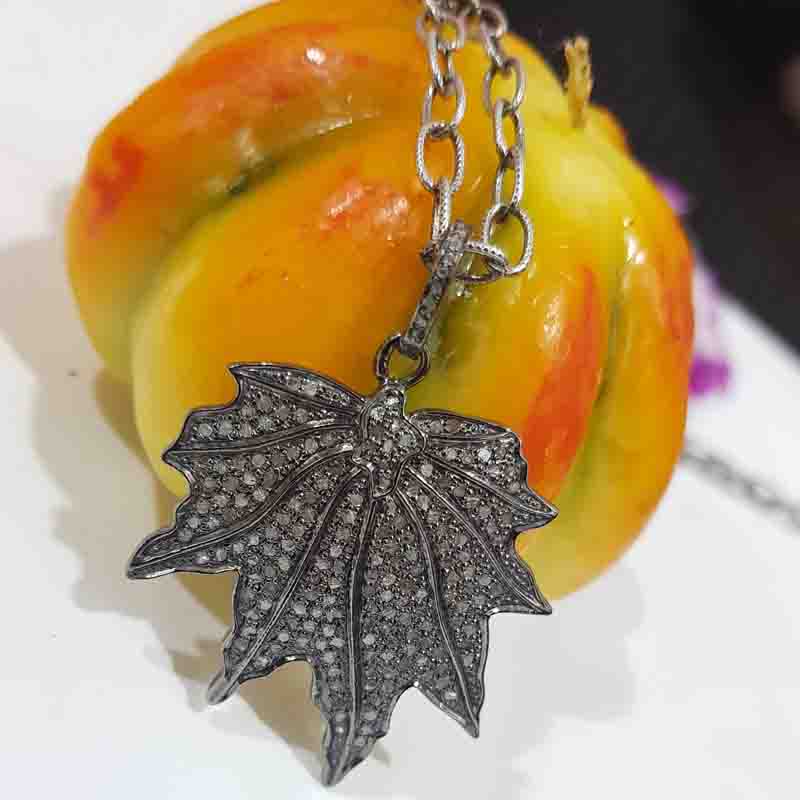 Stunning Leaf Pendent With Fully Pave Diamond Pendent