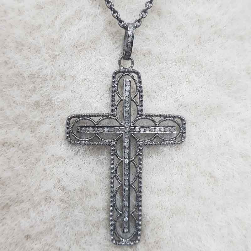 Attractive Pave Diamond Handmade Designer Cross Pendent