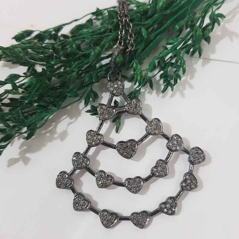 Fancy Designer Stylish Little Pave Hearts Pendent