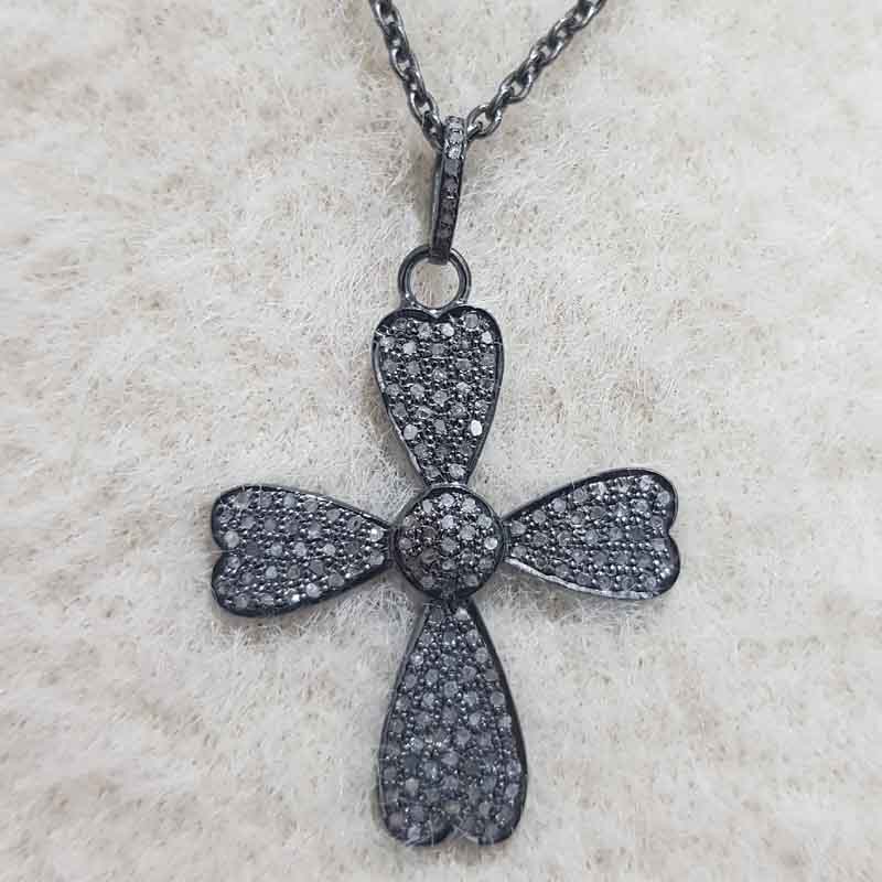 Pave Diamond Cross Design Pendent