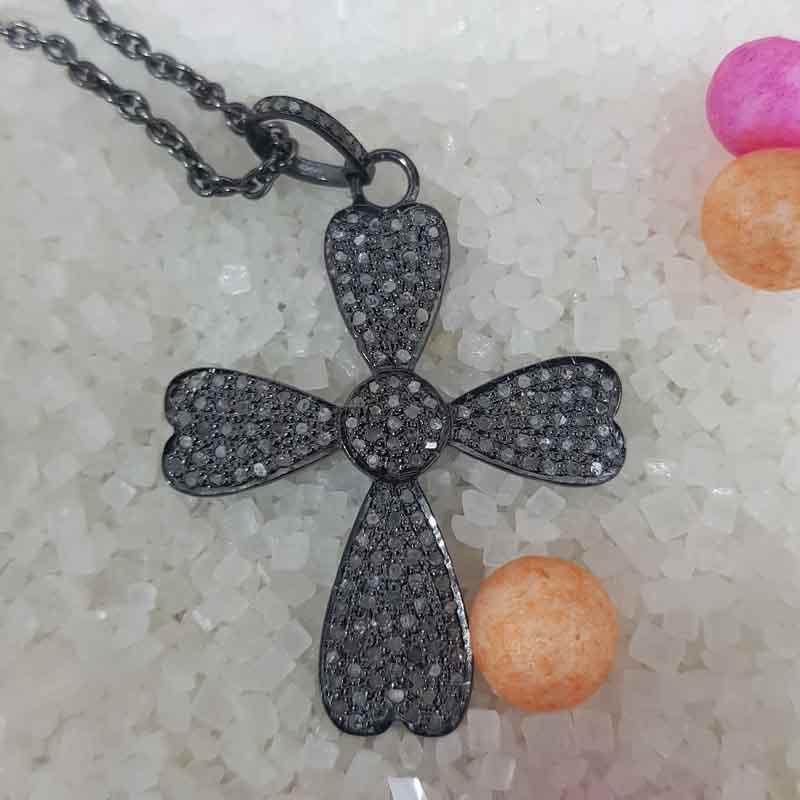 Pave Diamond Cross Design Pendent