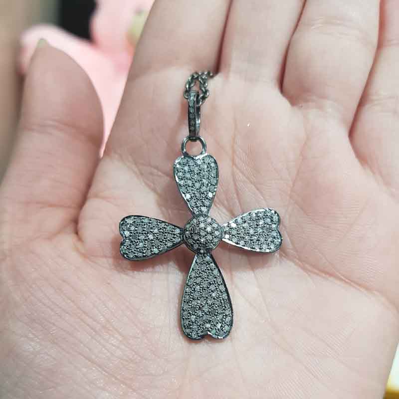 Pave Diamond Cross Design Pendent