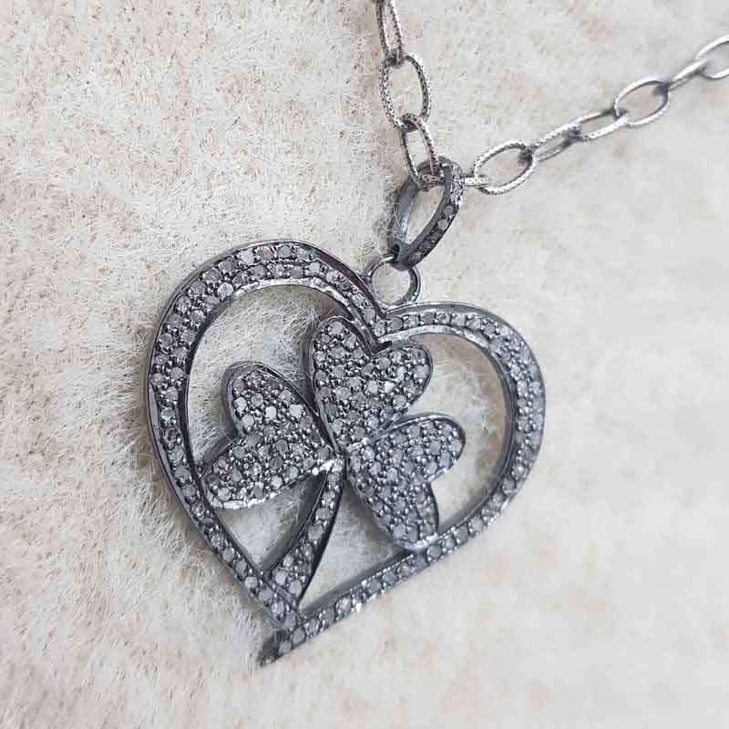 Heart Style Pendent With Flower pave Diamond pendent