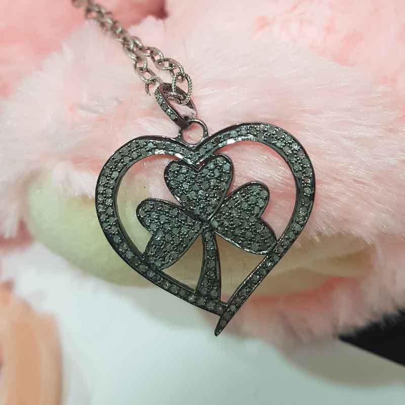 Heart Style Pendent With Flower pave Diamond pendent