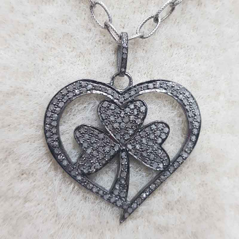 Heart Style Pendent With Flower pave Diamond pendent