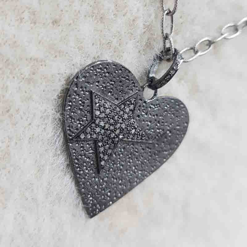 Gorgeous Heart Pendent With Pave Diamond Star