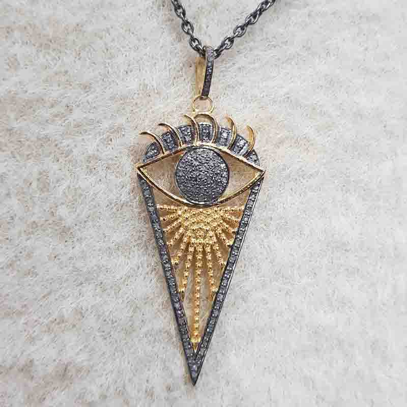 Gorgeous Designer Evil Eye Arrow Head With 925 Sterling Silver Pendant