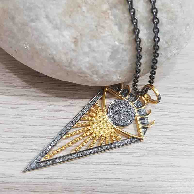 Gorgeous Designer Evil Eye Arrow Head With 925 Sterling Silver Pendant