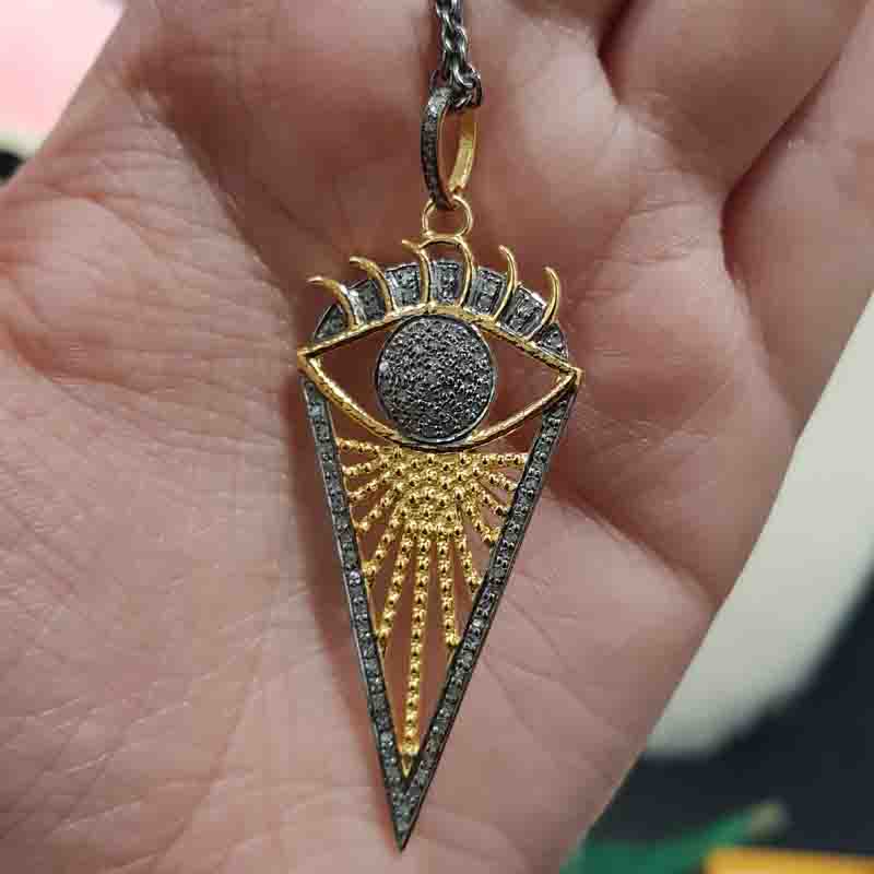 Gorgeous Designer Evil Eye Arrow Head With 925 Sterling Silver Pendant