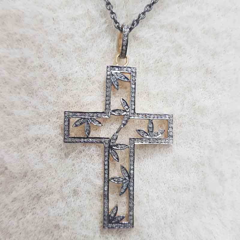 Unique Cross Pendent With Stylish Leaf Pendent