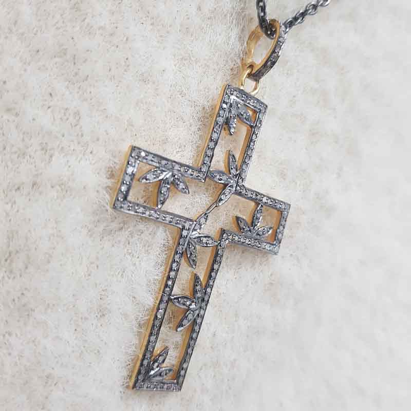 Unique Cross Pendent With Stylish Leaf Pendent