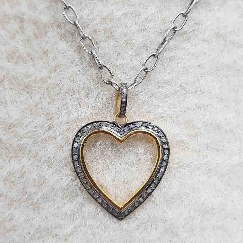 Open Heart Pave Diamond Layers Pendant