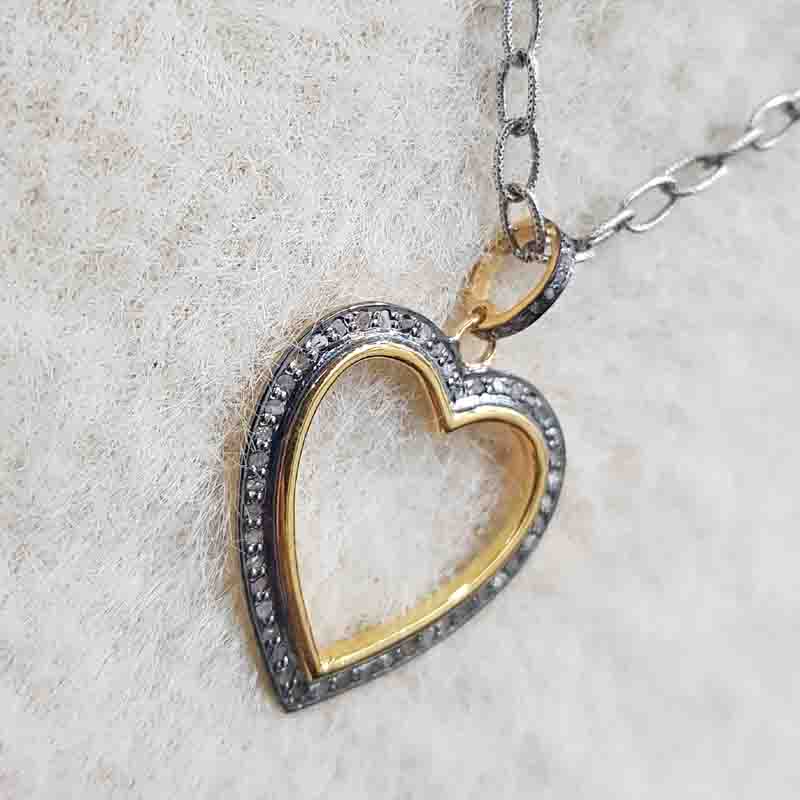 Open Heart Pave Diamond Layers Pendant