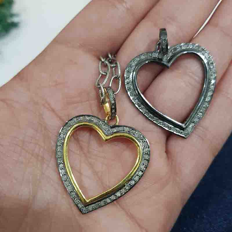 Open Heart Pave Diamond Layers Pendant