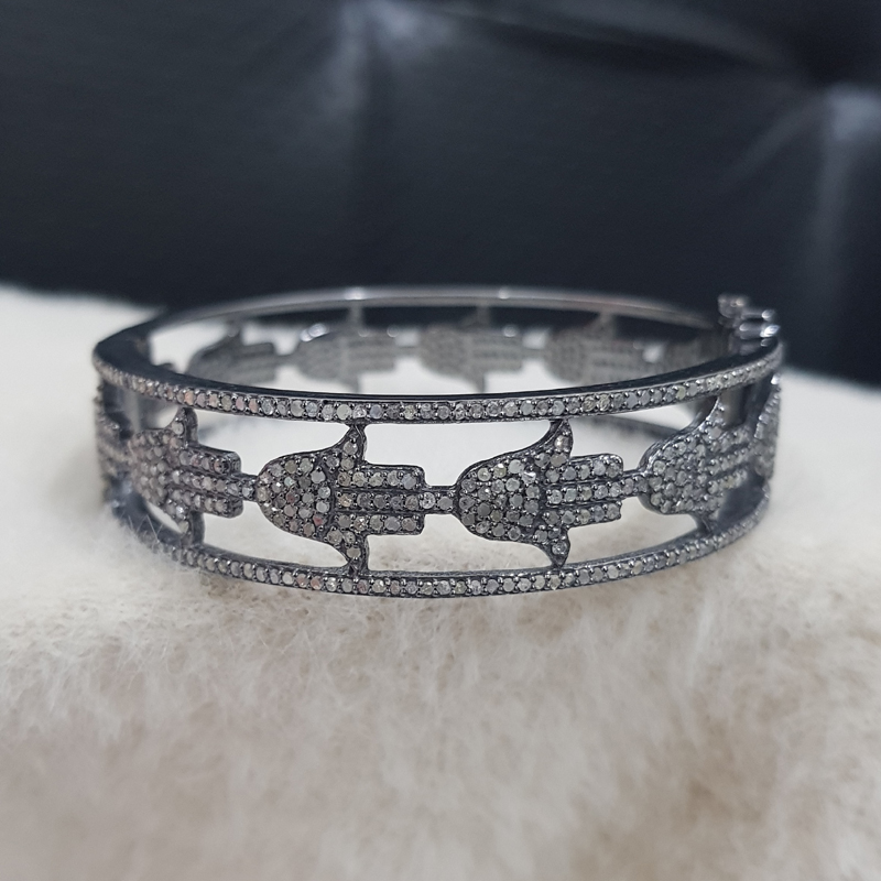 Hamsa hand Designer Handmade Style Pave Diamond Bangle