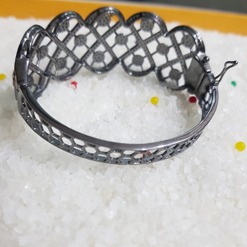 Elegant Black Fully Natural Pave Diamond Bangle