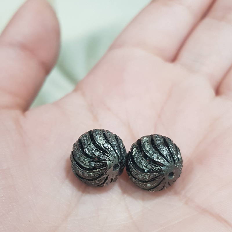 Pave Diamond Round Ball Beads