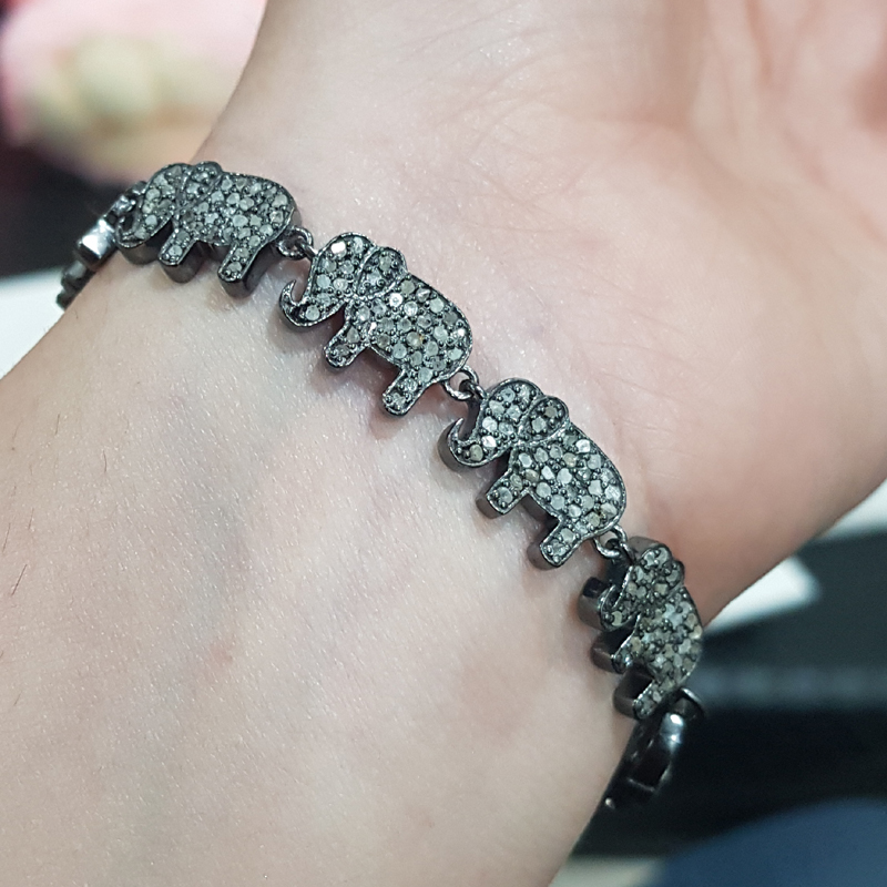 Stunning Elephant Designer Bracelet With Pave layers