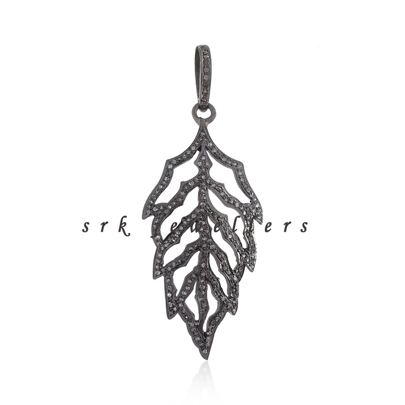 Silver & Diamond Designer Leaf Pendent