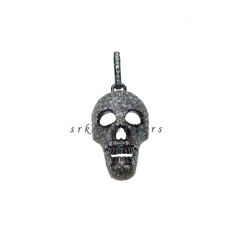 Pave Diamond Handmade Designer Skull Pendent