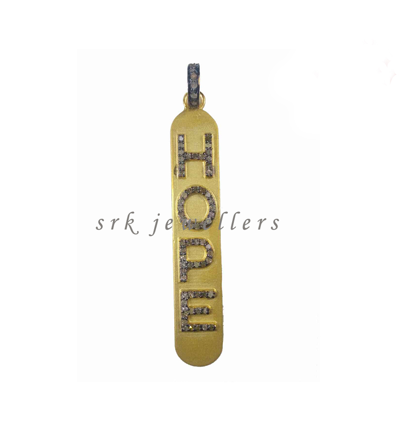 Hope Word Pave Diamond Yellow Tag Pendent