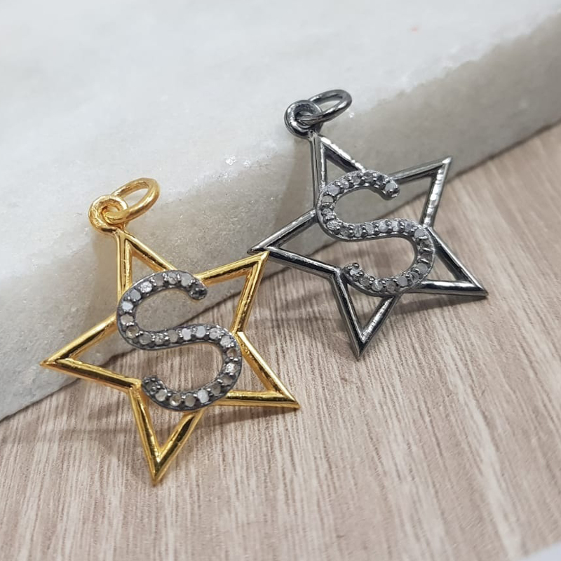 Glorious Diamond Latter Star Charm Pendant