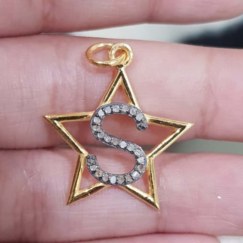 Glorious Diamond Latter Star Charm Pendant