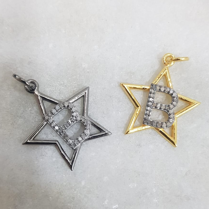 Glorious Diamond Latter Star Charm Pendant