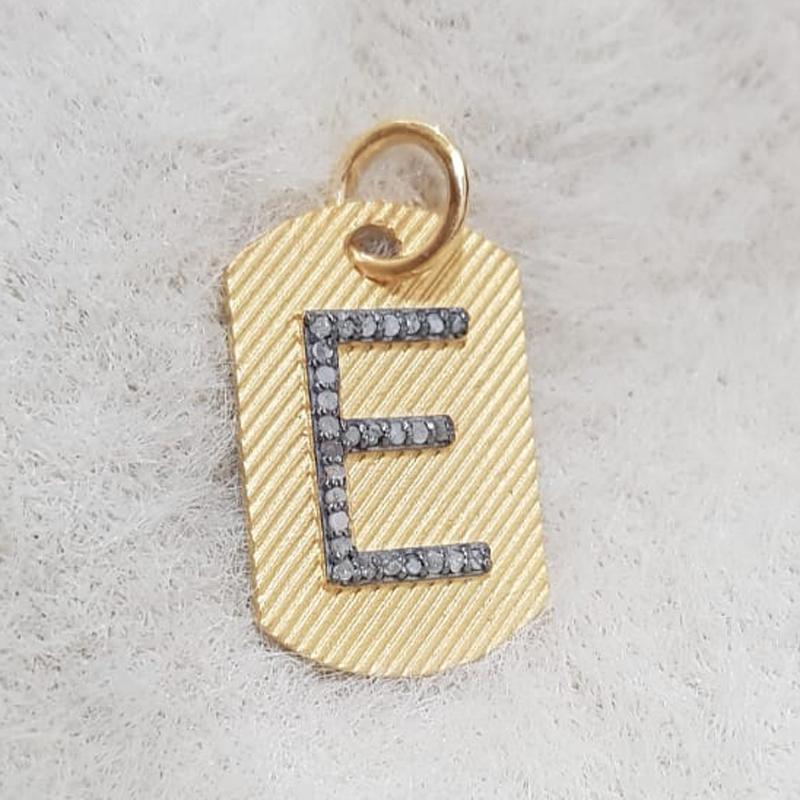 Yellow & Black Small Tag Latter Charm Pendant