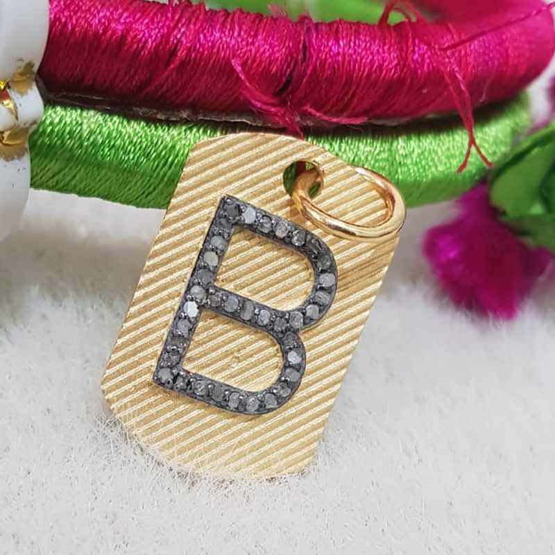 Yellow & Black Small Tag Latter Charm Pendant