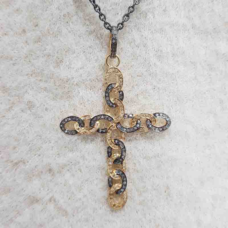 Stylish Cross Pendent With pave Layers