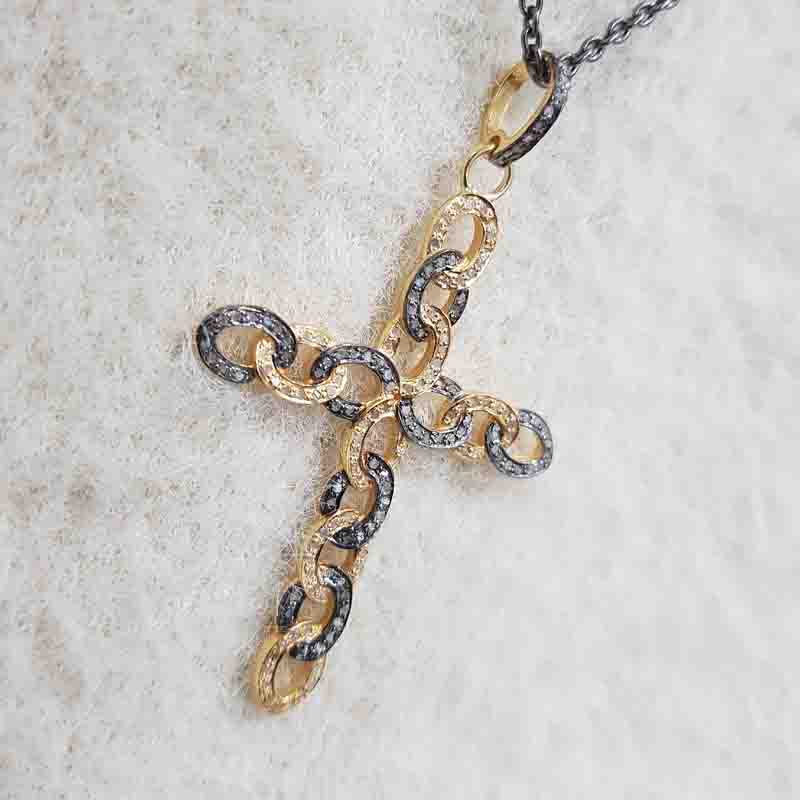 Stylish Cross Pendent With pave Layers