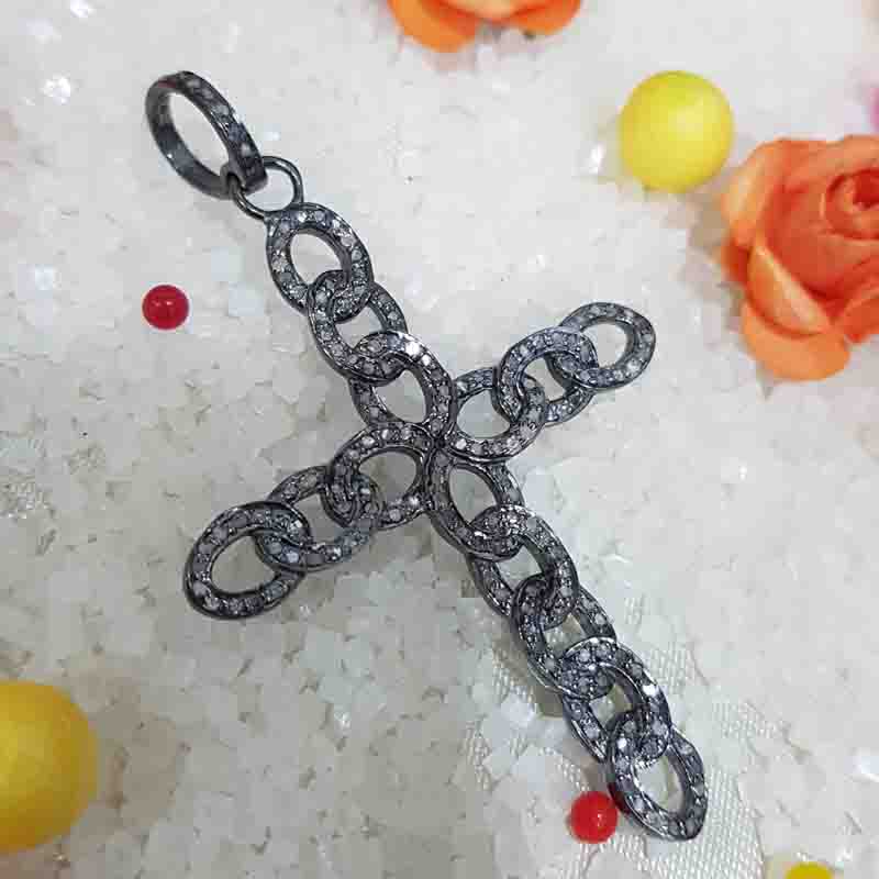 Stylish Cross Pendent With pave Layers