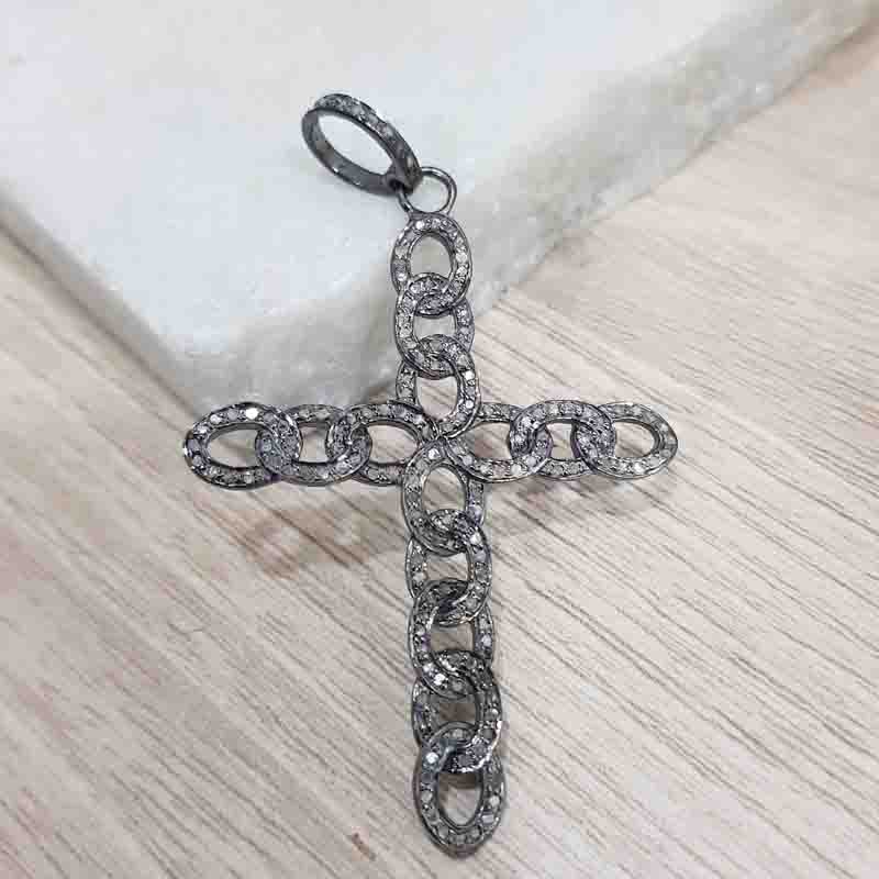 Stylish Cross Pendent With pave Layers