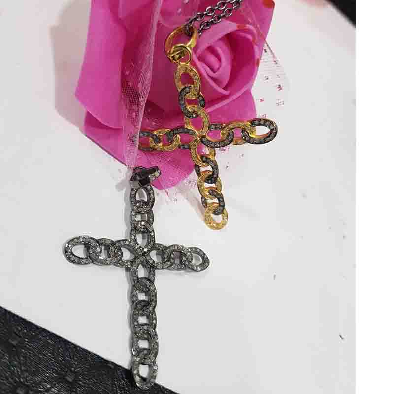 Stylish Cross Pendent With pave Layers