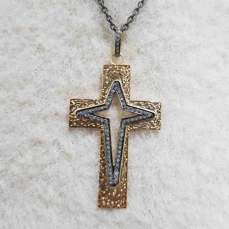 Symbol Of Christian Fancy Designer Cross pendent With Pave Layers