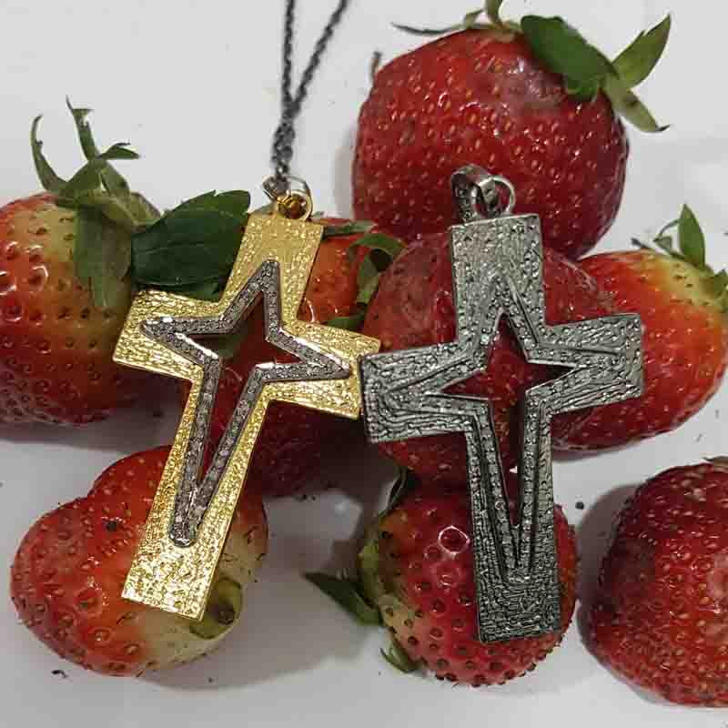 Symbol Of Christian Fancy Designer Cross pendent With Pave Layers