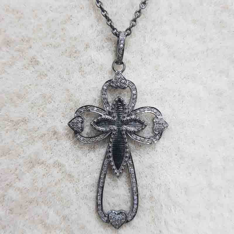 Attractive Pave Diamond Handmade Designer Cross style Pendent