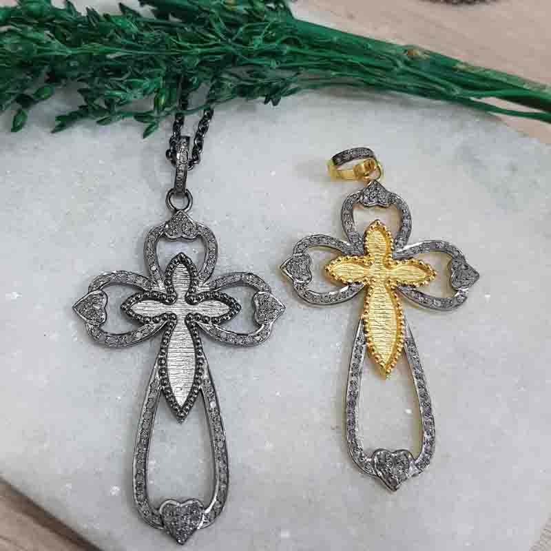 Attractive Pave Diamond Handmade Designer Cross style Pendent