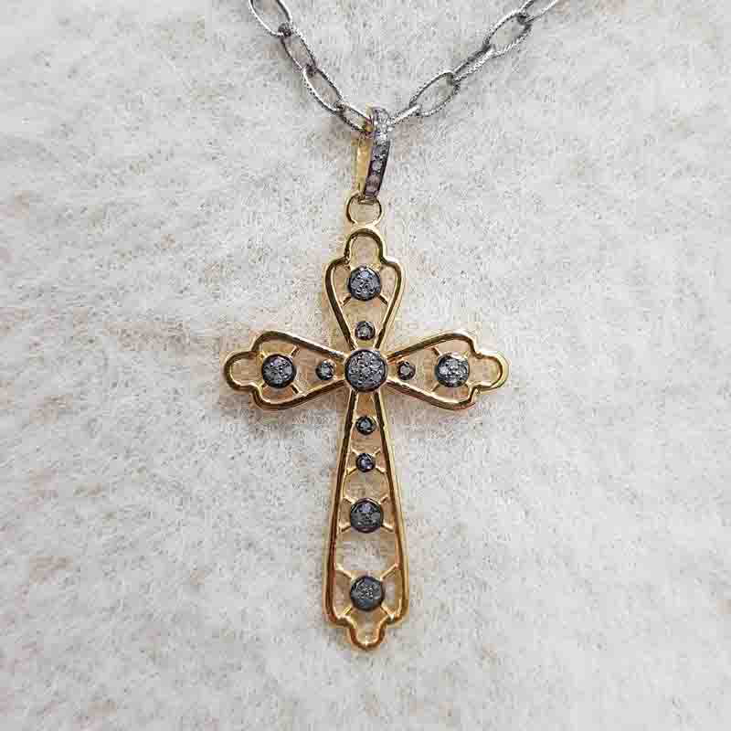 Shiny Fancy Designer 925 Sterling Silver Cross Pendent