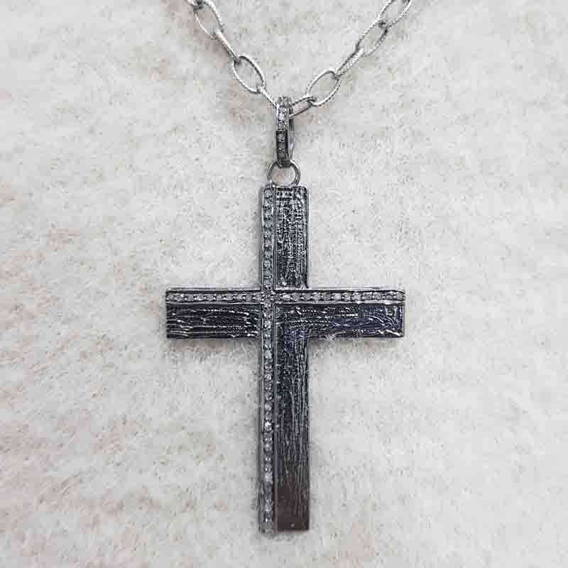 Stunning Cross Pendent With Pave Diamond Layers