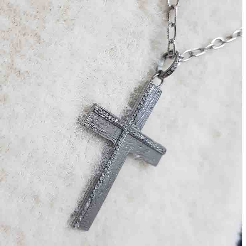 Stunning Cross Pendent With Pave Diamond Layers