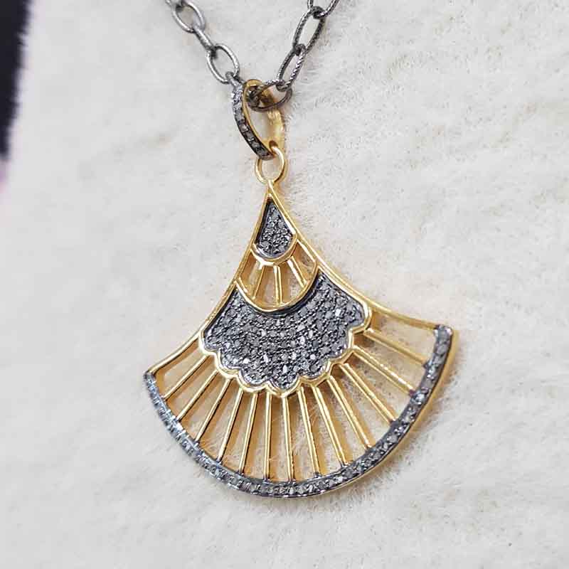 Beautiful Fancy Style Pave Diamond silver Pendent