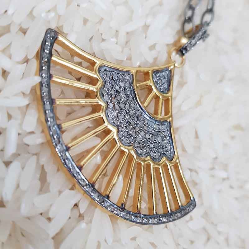 Beautiful Fancy Style Pave Diamond silver Pendent