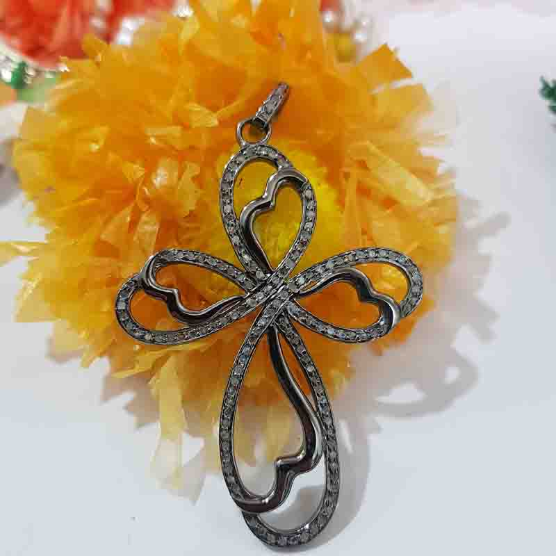 Unique Cross Style Pave Diamond Handmade Designer Pendent