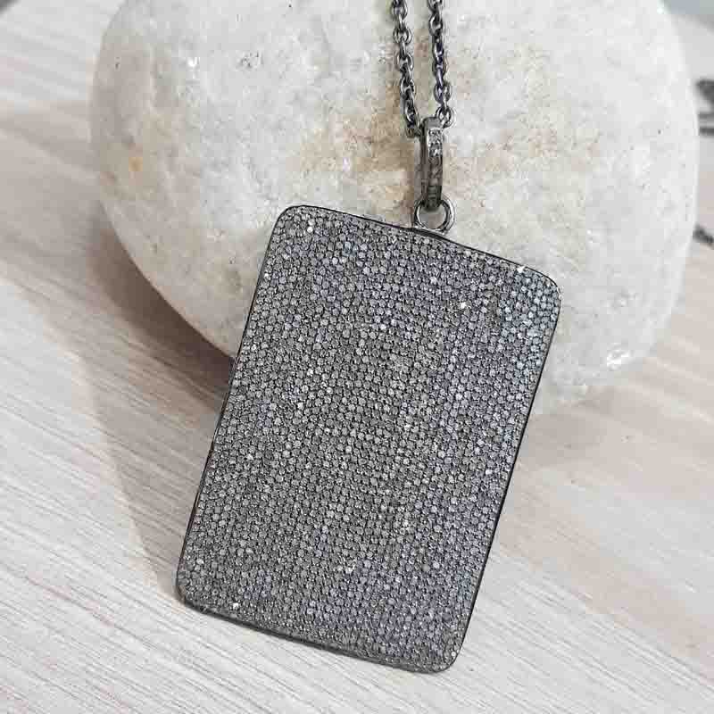 Fully Pave Diamond Handmade Designer Fancy Tag Pendent