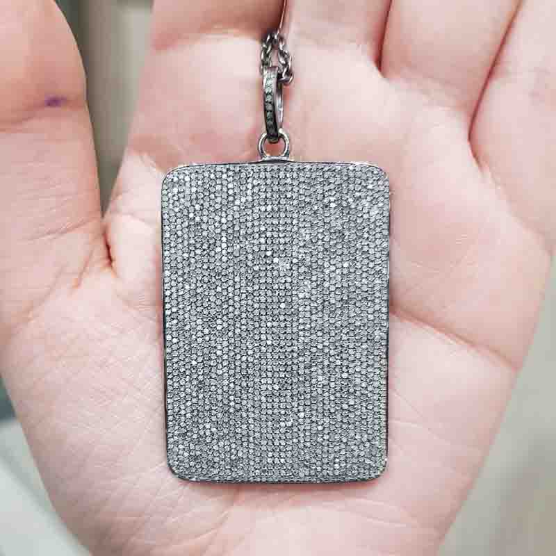 Fully Pave Diamond Handmade Designer Fancy Tag Pendent