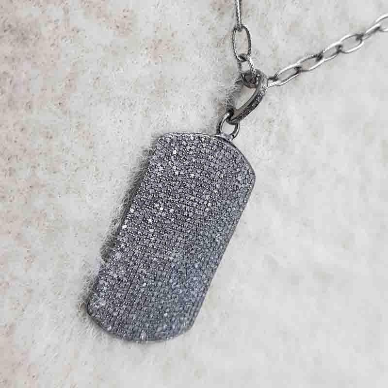 Gorgeous Fully Pave Diamond Setting 925 Sterling Silver Tag Pendent