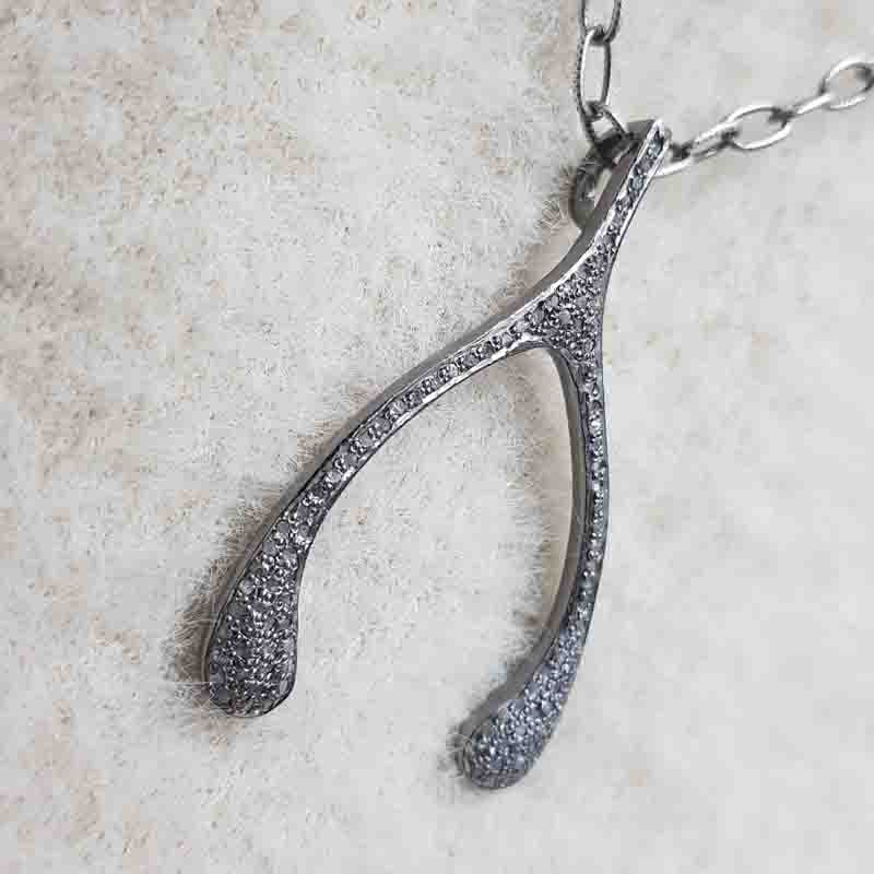 Beautiful Wishbone Pendent With Fully Pave Diamond Layers