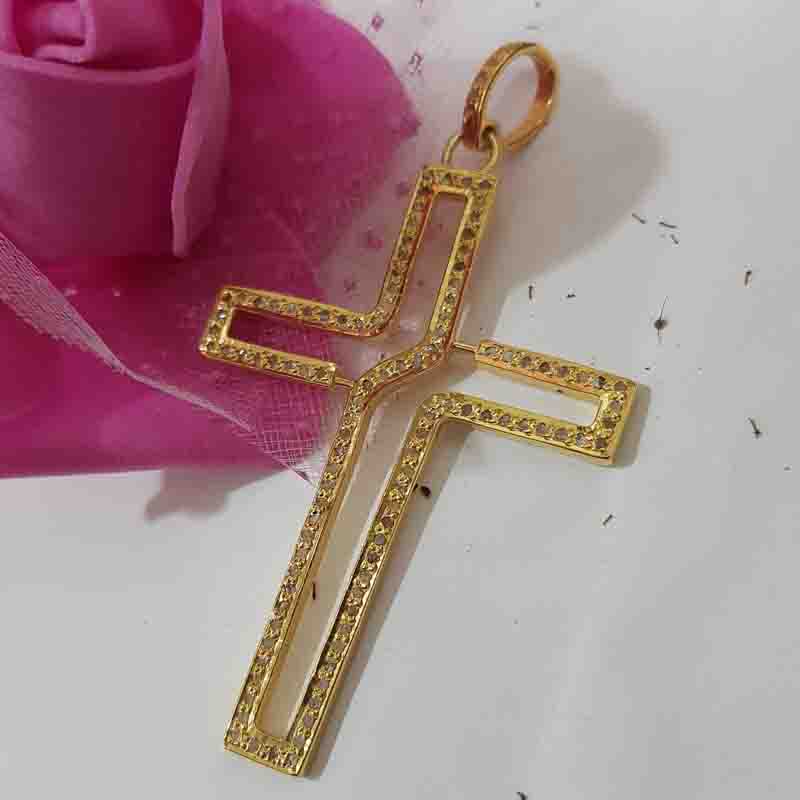 Beautiful Cross Style Pave Diamond Pendent